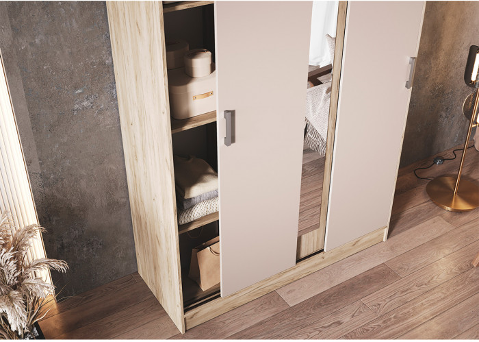 Шкаф-купе с антресолью Басямиф, Крафт серый/Кашемир