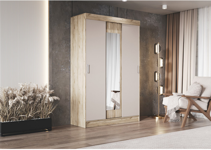 Шкаф-купе с антресолью Басямиф, Крафт серый/Кашемир