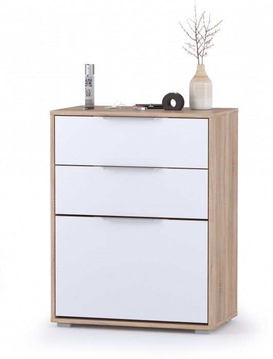 Куба Прихожая 6, обувница 13.113 + Вешалка 10.122, цвет дуб сонома/белый премиум, ШхГхВ 65х38,3х210,6 см.