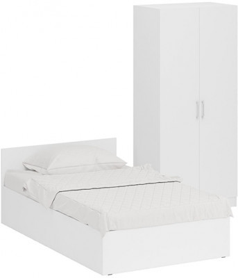 Кровать 1200 + Шкаф 2-х створчатый Стандарт, белый