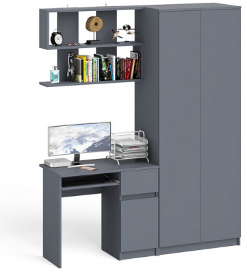 Мори компьютерный стол МС-1 правый + Шкаф МШ800.1 + Полка 900, графит
