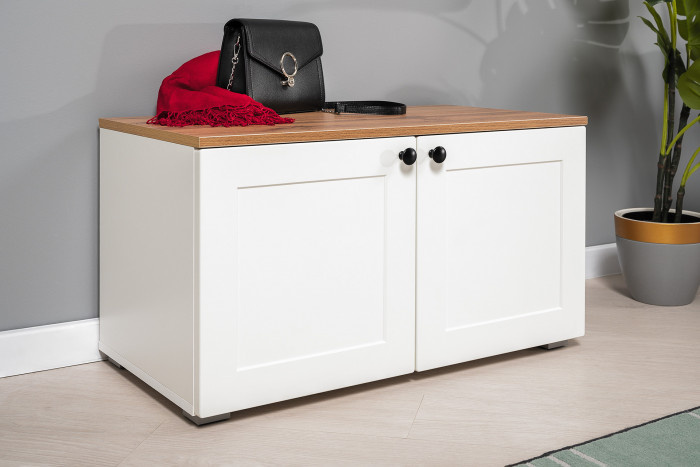 Остин 11.53 Кровать + ортопед + 13.336.02 Шкаф для одежды + 13.257 Тумба, белый шагрень/дуб крафт золотой