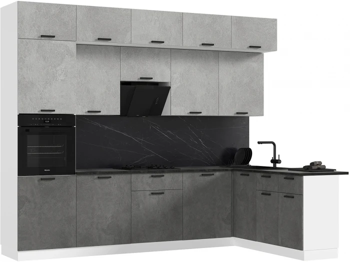 ЛДСП Кухня Рио NEW 3,0х1,8м Компановка №2 бетон светлый/бетон темный (кастилло)