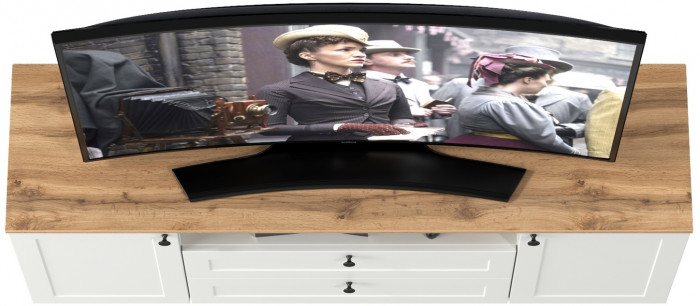 Остин 16.47 Тумба под ТВ, белый шагрень/дуб крафт золотой