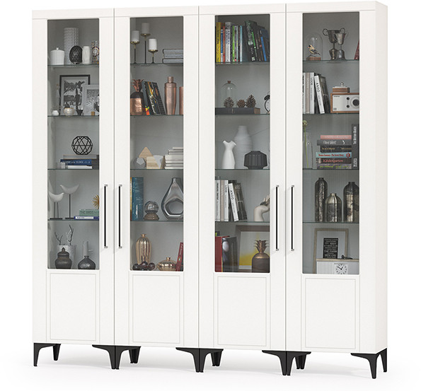 Валенсия Гостиная № 131, ЛДСП белый шагрень/МДФ белый шагрень