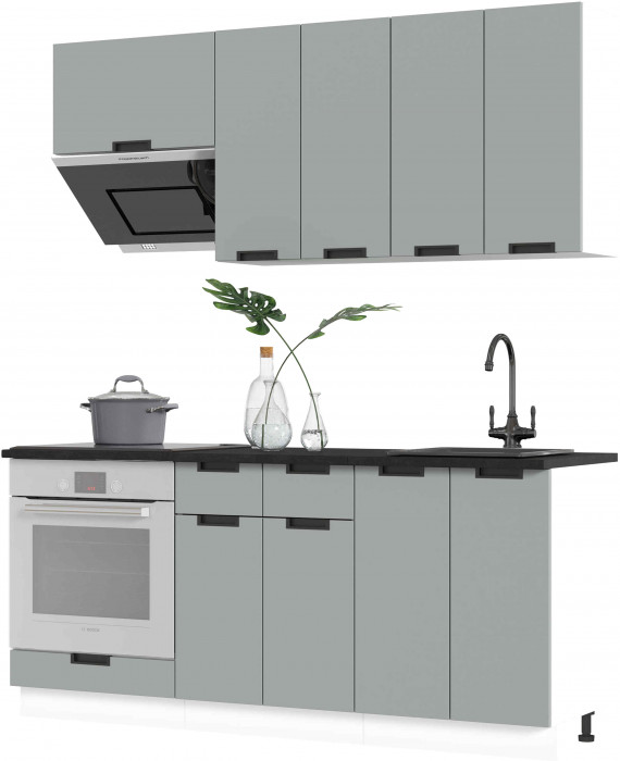 Кухня Сахара 1,8 м белый/холст грей (столешница кастилло темный)