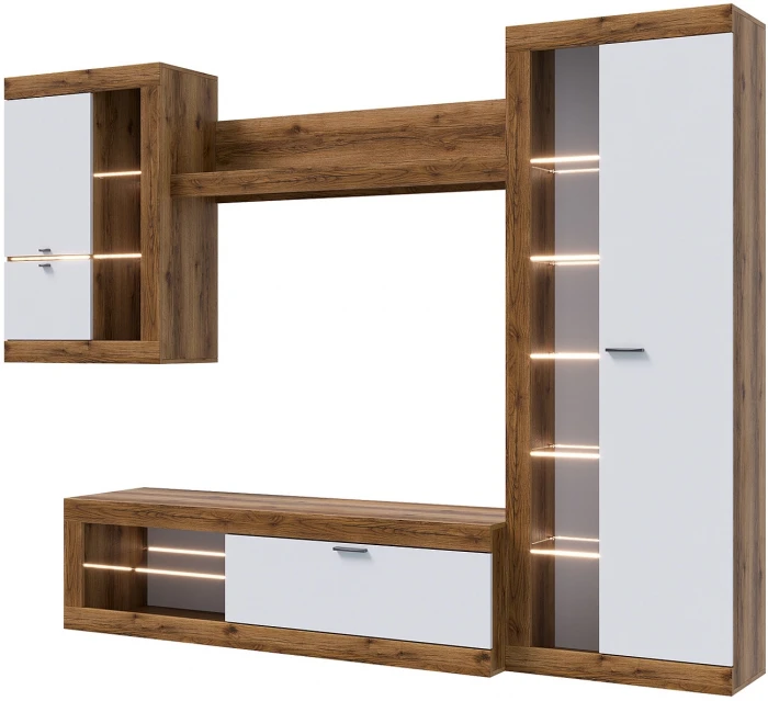 Прага Модульная Гостиная, вариант №5, делано/Белый глянец