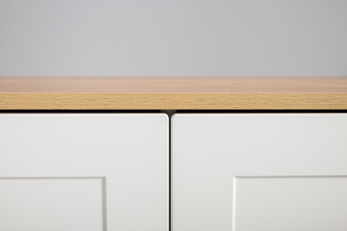 Остин 11.53 Кровать + ортопед + 16.240 Комод, белый шагрень/дуб крафт золотой