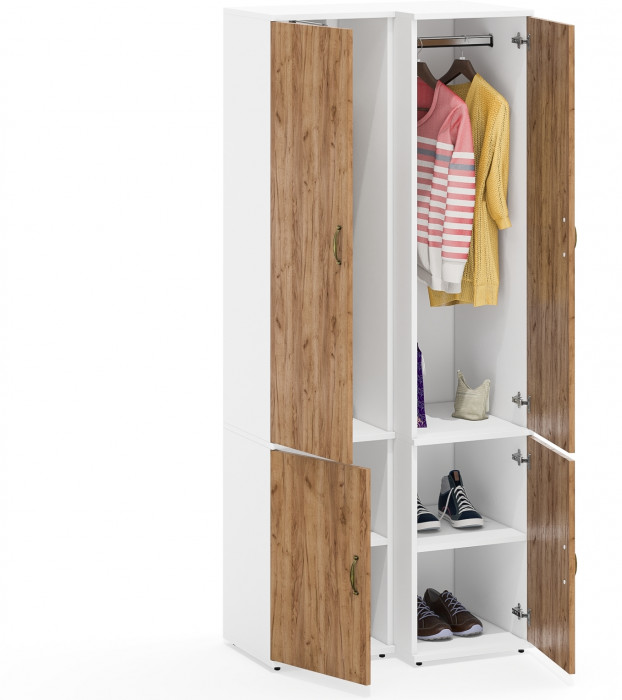 Лидер-8 Модуль Пенал МД 21Б + Пенал МД 23Б, белый шагрень/крафт золото