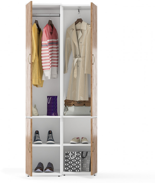 Лидер-8 Модуль Пенал МД 21Б + Пенал МД 23Б, белый шагрень/крафт золото