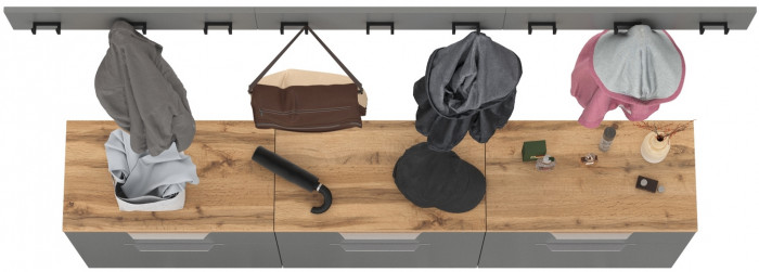 Октава Прихожая 06, серый графит/дуб крафт золотой/фасады МДФ серый графит