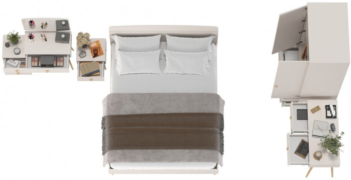 Афина Спальня 27-1600, цвет кашемир серый, сп.м. 1600х2000 мм., б/м, основание есть - фанера