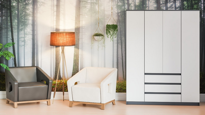 Мори Шкаф МШ1600.1, цвет графит/белый, ШхГхВ 160,4х50,4х209,6 см.