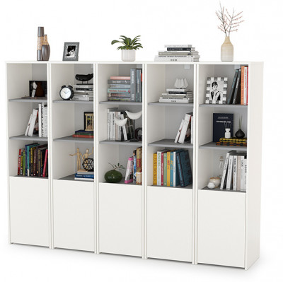 Торонто 13.13 Шкаф комбинированный х 5 штук, белый шагрень/стальной серый