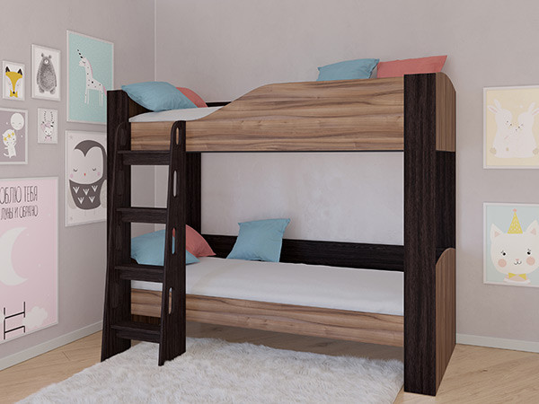 Кровать двухъярусная АСТРА 2 Венге/Орех без ящика