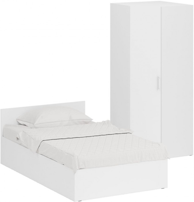 Кровать 1200 + угловой шкаф Стандарт, белый