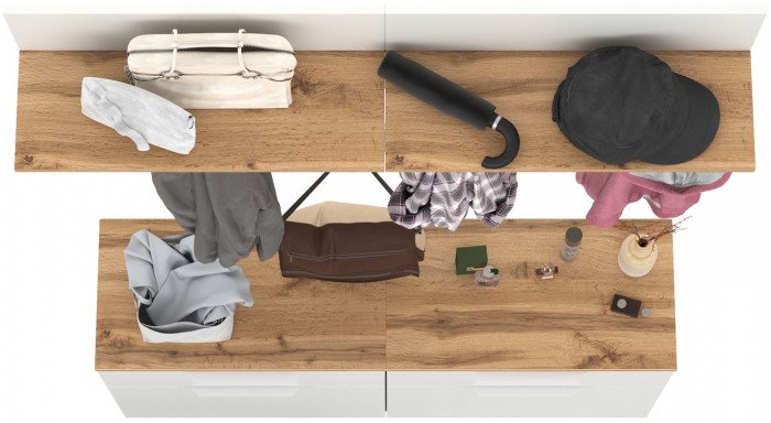 Октава Прихожая 07, белый шагрень/дуб крафт золотой/фасады МДФ белый шагрень