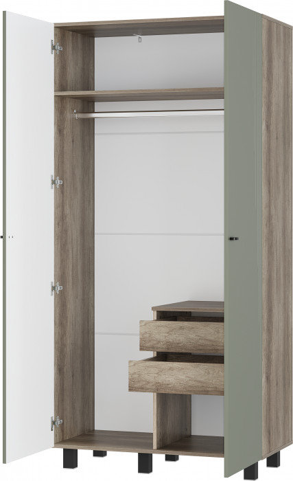 Шкаф 2-х створчатый "Олива" ШК-03 Дуб каньон/МФ12 Эвкалипт