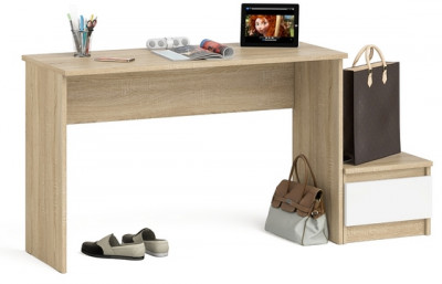 Мори Стол письменный МСП1200.1 + Тумба ТМП400.1, цвет дуб сонома/белый, ШхГхВ 160,8х50х76,6 см., универсальная сборка