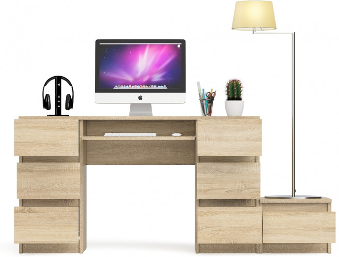 Мори компьютерный стол МС-2 + Тумба ТМП400.1, дуб сонома