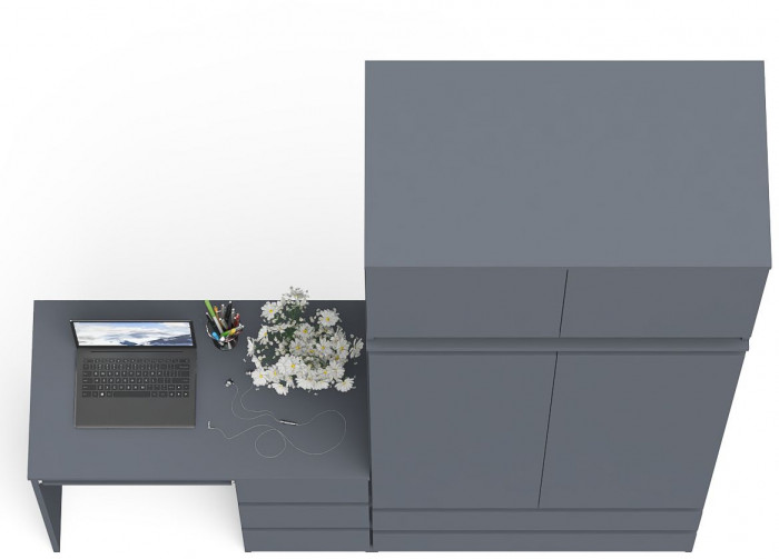 Мори компьютерный стол МС-6 правый + Шкаф МШ900.1 + Антресоль МА900.1, графит