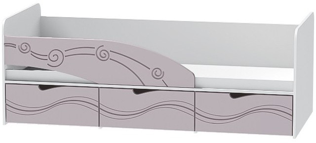 Детская кровать Бриз-3 80х190, волна (Ирис/Белый/Левый)