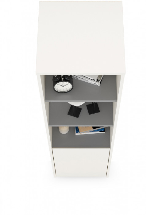 Торонто 13.13 Шкаф комбинированный, белый шагрень/стальной серый