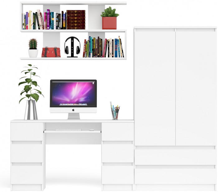 Мори компьютерный стол МС-2 + Шкаф МШ900.1 + Полка 1200, белый