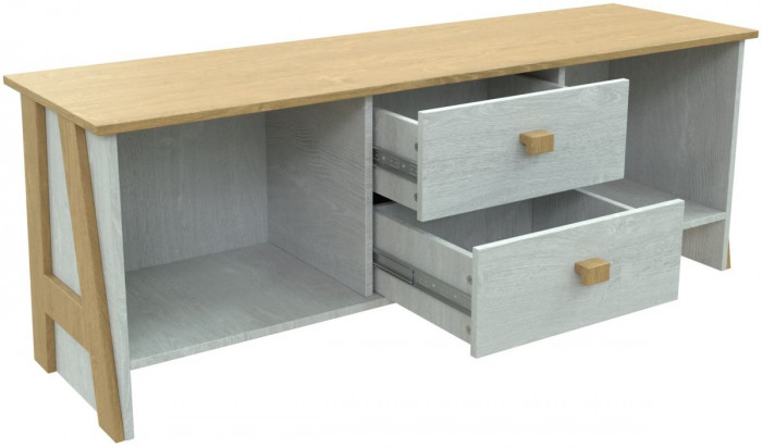 Тумба под телевизор "Скандинавия" - Бетон пайн светлый/Дуб наварра