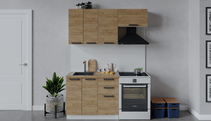 Кухня "Пасаденна" Комплектация 12 1,6 м белый/дуб вотан