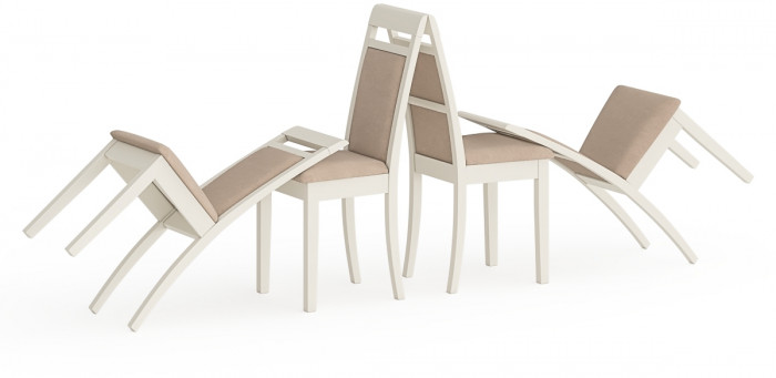 Четыре стула Мебель--24 Гольф-12 разборных, цвет слоновая кость, обивка ткань велюр бежевый 05, 40х40х100 см., от пола до верха сид. 47 см.(мягк. сп)