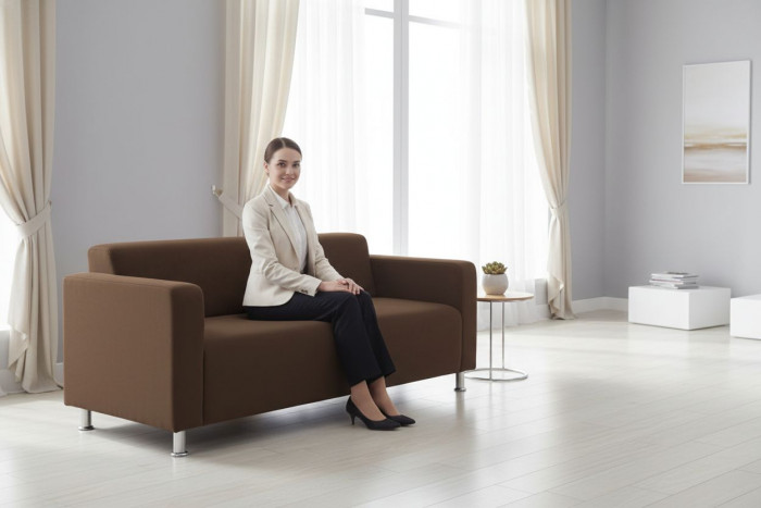 Диван прямой Томи, 200х78х75 см, велюр, коричневый