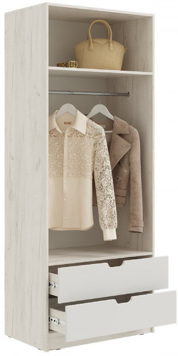 Модульная детская Юниор-4, композиция 2 (Шарли белый, Крафт белый)