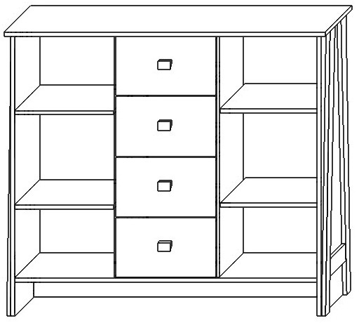 Комод 2 двери/4 ящика "Скандинавия" - Антрацит/Дуб наварра