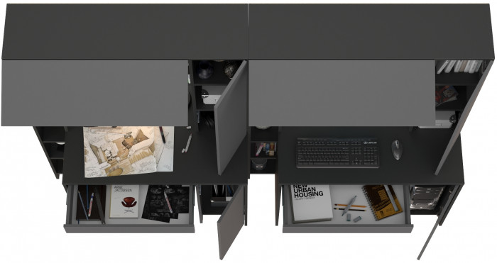 компьютерный стол Комфорт 12.71 + компьютерный стол Комфорт 12.71, антрацит/тёмно-серый