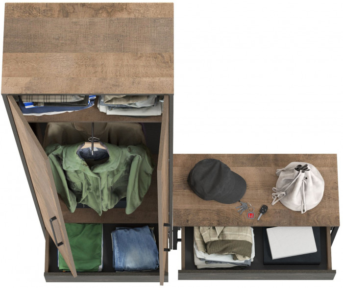 Трувор 13.328.02 Шкаф для одежды + 13.241.03 Тумба для обуви, дуб гранж песочный/интра