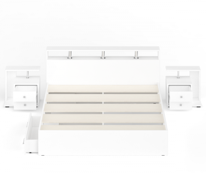 Камелия Кровать с ящиками 1800 + две тумбы, белый