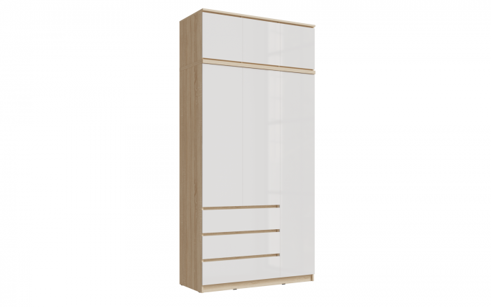 Челси Шкаф 1200 + антресоль 1200 (Белый глянец, Дуб Сонома)