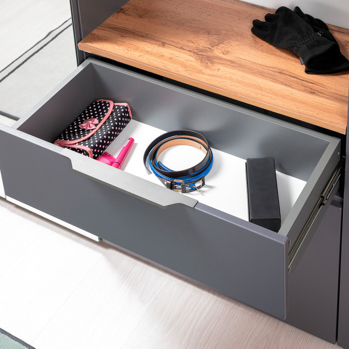 Октава Прихожая 08, серый графит/дуб крафт золотой/фасады МДФ серый графит