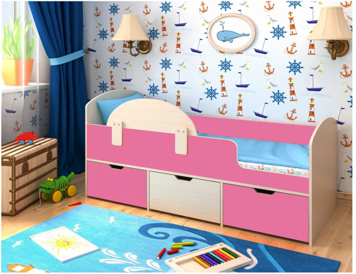 Кровать Малыш Мини (Дуб молочный/Лайм)