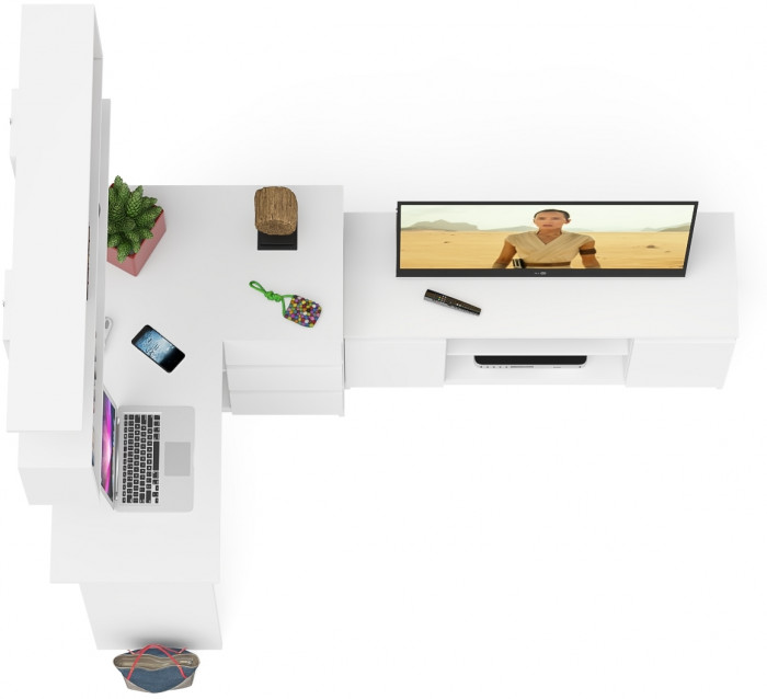 Мори компьютерный стол МС-16 правый + Тумба МТВ1200.1 + Полка 1200, белый