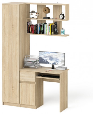 Мори компьютерный стол МС-1 левый + Пенал МШ400.1 + Полка 900, дуб сонома