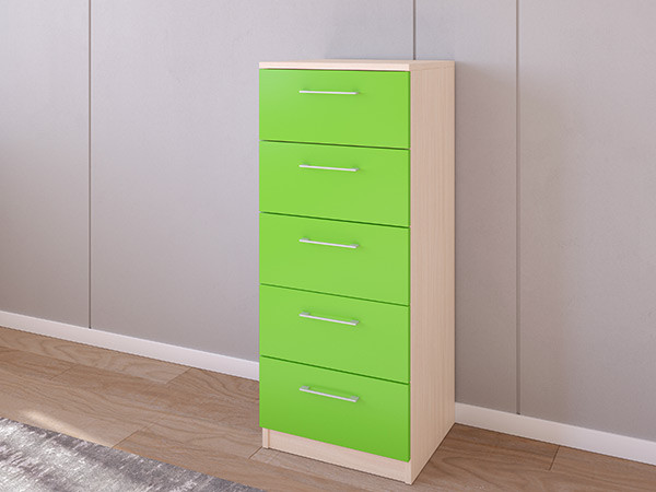 Комод 02/23 45х40х110 Дуб молочный/Салатовый