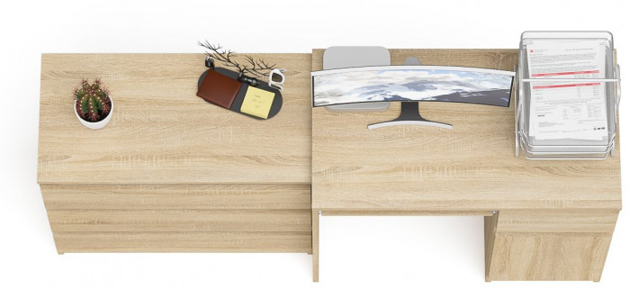Мори компьютерный стол МС-1 правый + Комод МК800.1, дуб сонома