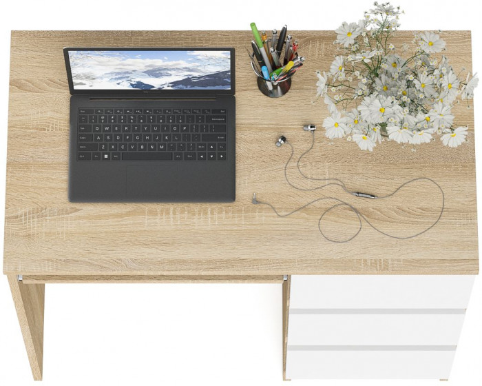 Мори компьютерный стол МС-6 правый, дуб сонома/белый