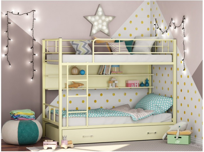 Двухъярусная кровать Севилья 2ПЯ (Коричневый, Крем)