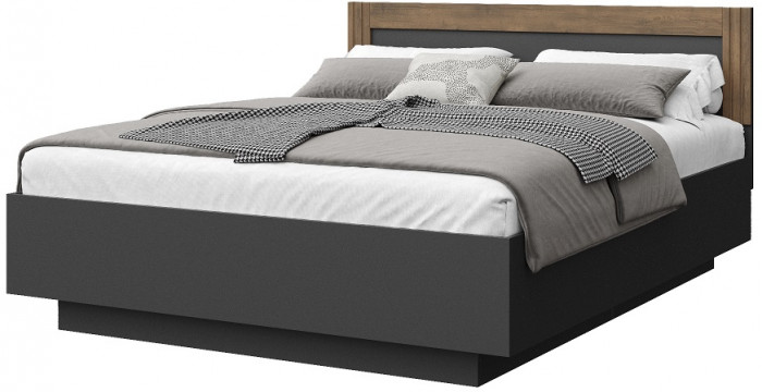 Кровать 120х200 с щитовым основанием "Каен" - Дуб стирлинг/Антрацит