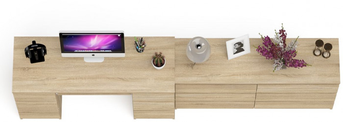 Мори компьютерный стол МС-2 + Комод МК1380.6, дуб сонома