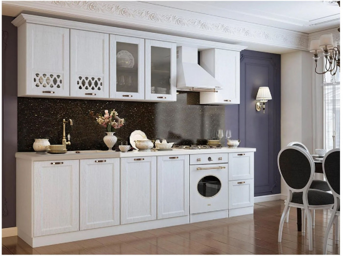 Кухня МДФ 2000 Милано Компоновка №2 (Белый, Белый)