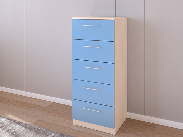Комод 02/23 45х40х110 Дуб молочный/Голубой